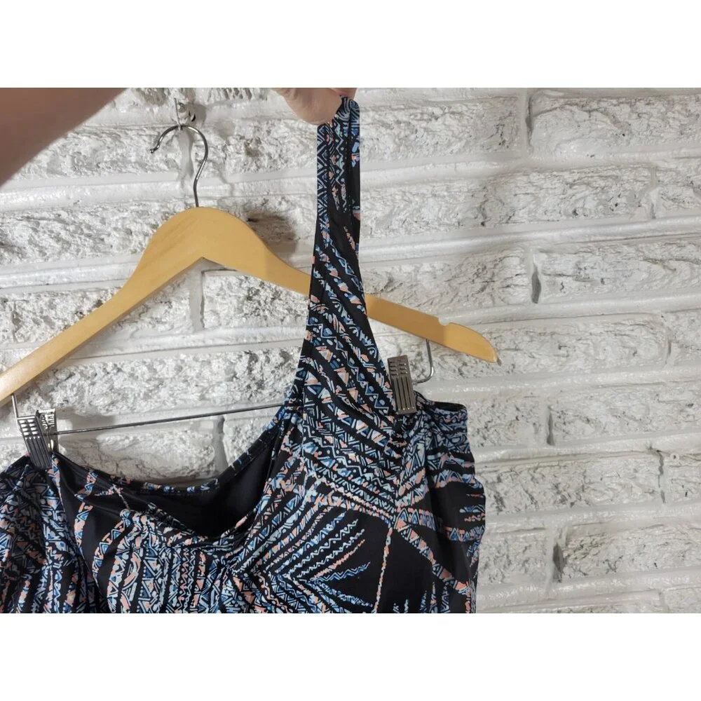 Miracle Brand Embrace Curves 3X Blue One Shoulder One Piece Swimsuit GEO44XE